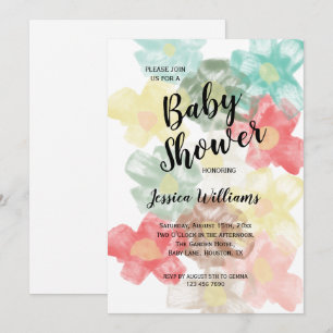 Convite Chuva de Bebê Floral Aquarela Chic