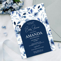 Chuva de Bebê Floral Azul Marinho e Empoeirado par