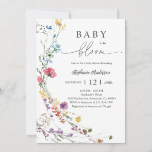 Convite Chuva de Bebê Floral Boho Selvagem