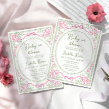 Chuva de Bebê Floral Caprichosa Rosa e Verde 