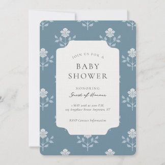 Convite Chuva de Bebê Floral com Impressão de Bloco de Íri