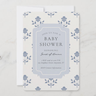 Convite Chuva de Bebê Floral com Impressão de Bloco de Íri