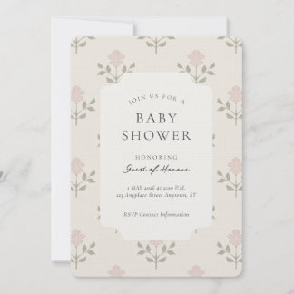 Convite Chuva de Bebê Floral com Impressão de Bloco Íris V