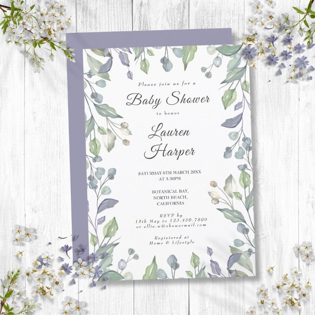 Convite Chuva de Bebê Floral Country com Folhagens (Country Floral Greenery Baby Shower Sprinkle Invitation)