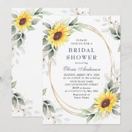 Convite Chuva de Bebê Floral de Girassóis Elegantes