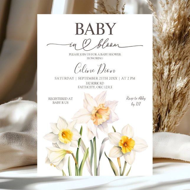 Convite Chuva de Bebê Floral de Narciso na Primavera  (Criador carregado)