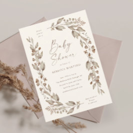 Convite Chuva de Bebê Floral Elegante Boho Flor Silvestre