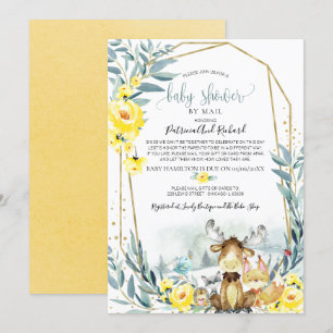 Convite Chuva de Bebê Floral Floresta Por Correio