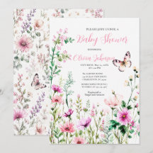 Chuva de Bebê Floral Jardim Cor-de-Rosa Selvagem