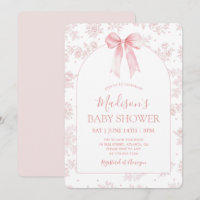 Chuva de Bebê Floral Laço Rosa Toile Francês Vinta