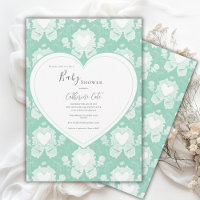 Chuva de Bebê Floral Menta Verde Caprichoso Coraçã
