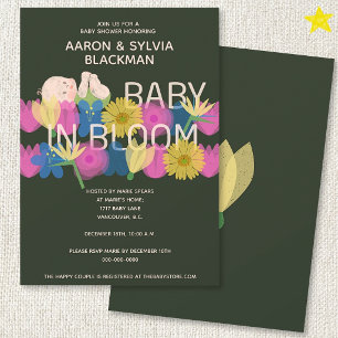 Convite Chuva de Bebê Floral Moderna em Verde com Impressã