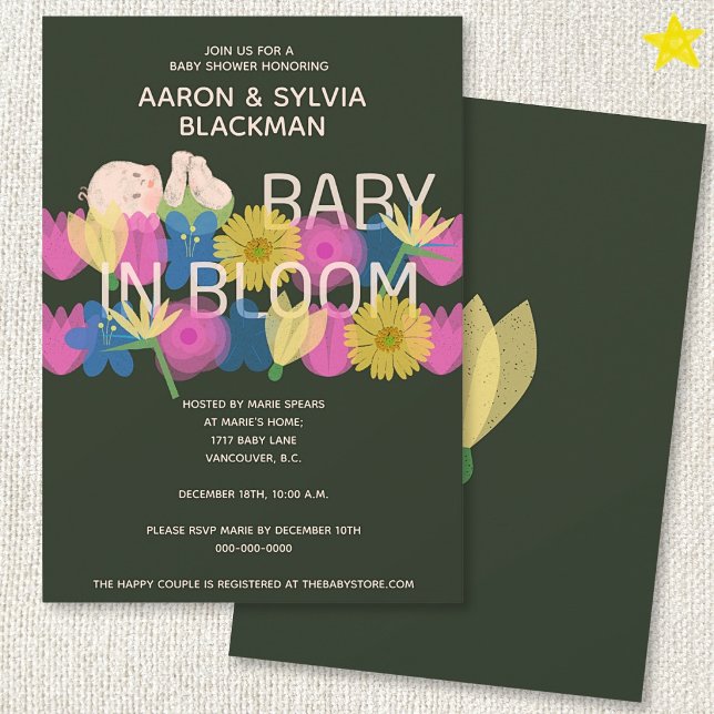 Convite Chuva de Bebê Floral Moderna em Verde com Impressã (Criador carregado)
