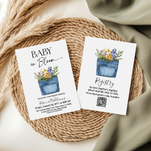Convite Chuva de Bebê Floral Ocidental em Denim
