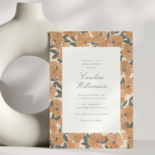 Convite Chuva de Bebê Floral Outonal Moderna Jardim de Out