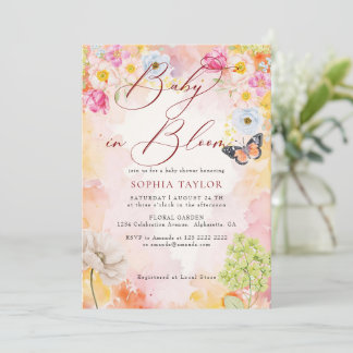 Convite Chuva de Bebê Floral Pastel Elegante Bebê em Flor