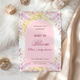 Convite Chuva de Bebê Floral Rosa Elegante
