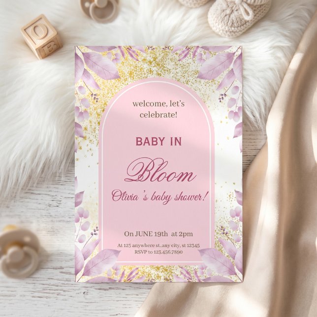 Convite Chuva de Bebê Floral Rosa Elegante (Criador carregado)