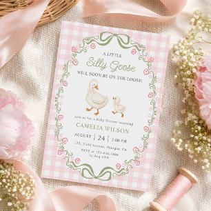 Convite Chuva de Bebê Floral Rosa Silly Goose