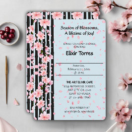 Convite Chuva de Bebê Flores de Cerejeira Primavera Sakura