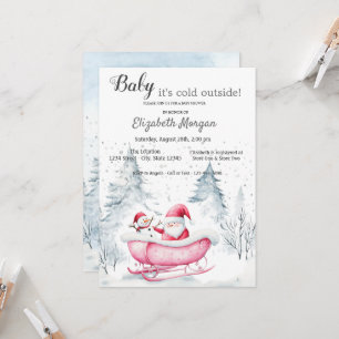 Convite Chuva de Bebê Floresta de Inverno Papai Noel