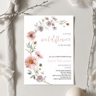 Convite Chuva de Bebê Florzinha Selvagem Minimalista Flora