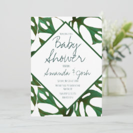 Convite Chuva de Bebê Folha Tropical Monstera