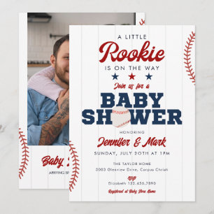Convite Chuva de Bebê Foto de Beisebol Little Rookie
