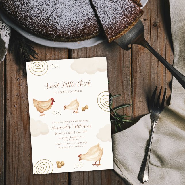Convite Chuva de Bebê Franguinho Boho Chique Nasce Logo (Preppy Boho Little Chick Hatching Soon Baby Shower Invitation)