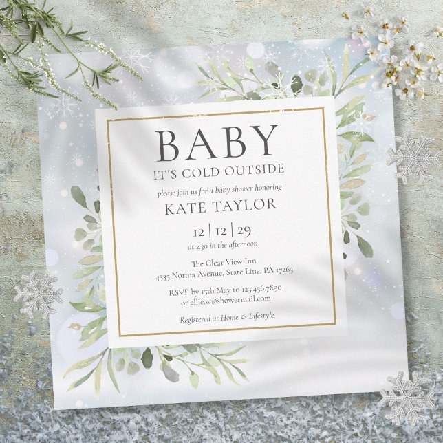 Convite Chuva de Bebê Frio Fora Chuva de Bebê Inverno Neve (Baby Its Cold Outside Baby Shower Winter Snow Invitation)