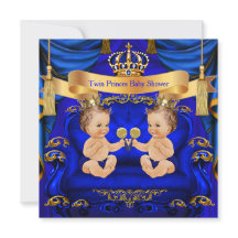Chuva de Bebê Gêmeos Menino Príncipe Azul Dourado