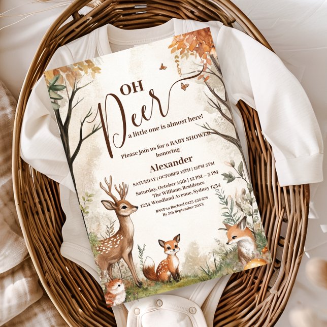 Convite Chuva de Bebê Gêmeos Woodland Oh Deer (Criador carregado)