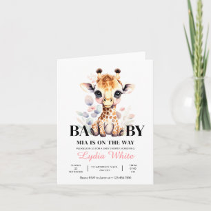 Convite Chuva de Bebê Girafa EDITÁVEL menina