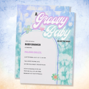 Convite Chuva de Bebê Groovy Baby Pastel Tie Dye