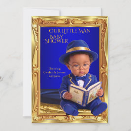 Convite Chuva de Bebê Homemzinho Fofo Étnico Livro Azul Do
