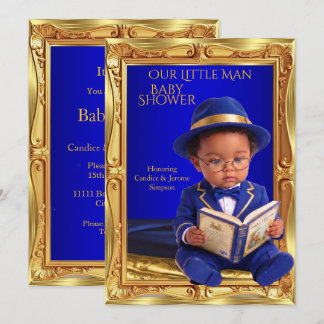 Convite Chuva de Bebê Homemzinho Fofo Étnico Livro Azul Do