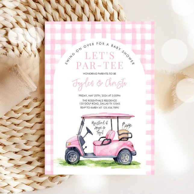 Convite Chuva de Bebê Hora do Tee de Golfe Feminino (Criador carregado)
