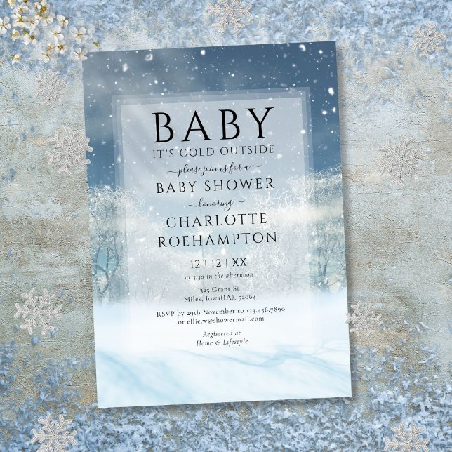 Convite Chuva de Bebê Inverno - Está Frio Lá Fora (Baby Its Cold Outside Winter Baby Shower Invitation)
