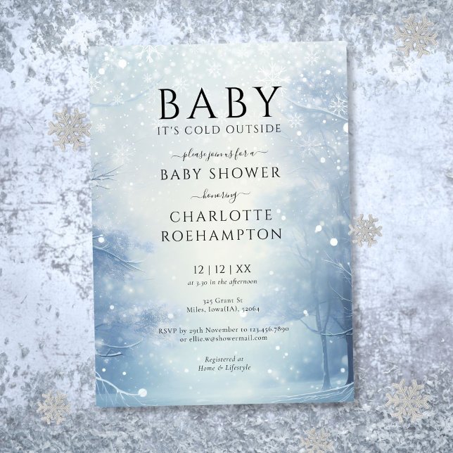 Convite Chuva de Bebê Inverno - Está Frio Lá Fora (Baby Its Cold Outside Winter Baby Shower Invitation)