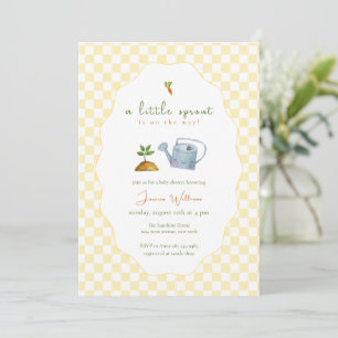 Convite Chuva de Bebê Jardim Broto Verde Pequeno Amarelo 
