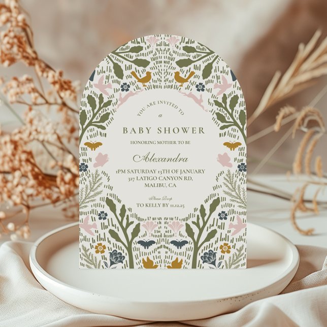 Convite Chuva de Bebê Jardim Florestal Folk (Criador carregado)