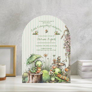 Convite Chuva de Bebê Jardim Lagarta Aquarela Fofa