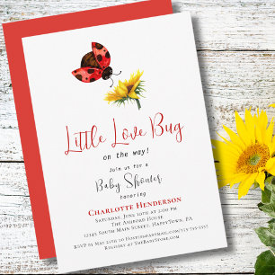 Convite Chuva de Bebê Joaninha, Tema Menina Pequeno Amorzi