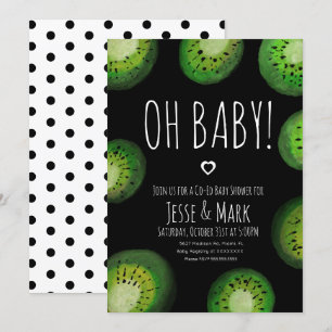 Convite Chuva de Bebê Kiwi em Aquarela Pontinhos