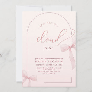 Convite Chuva de Bebê Laço Rosa Bege