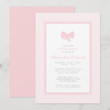 Chuva de bebê laço rosa xadrez