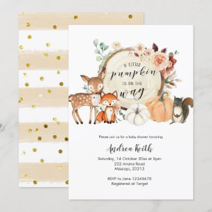 Convite Chuva de bebê laranja queimada de abóbora de outon