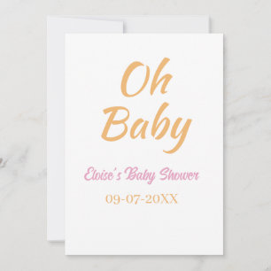 CONVITE CHUVA DE BEBÊ LARANJA ROXO SIMPLES MÍNIMO