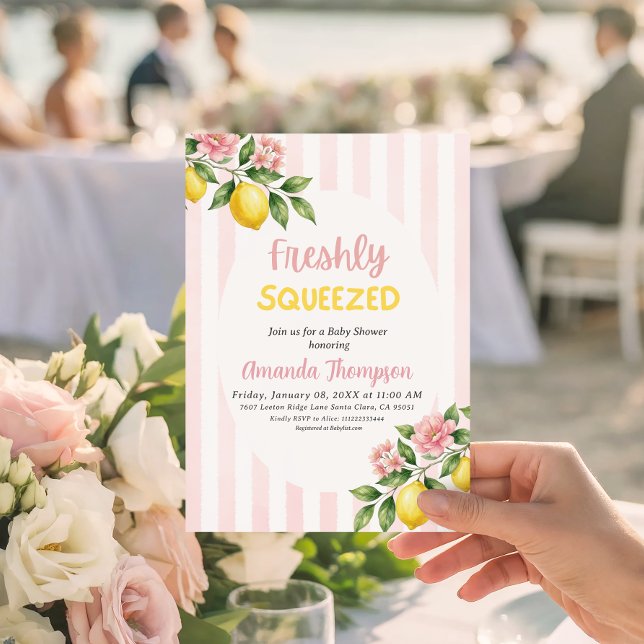 Convite Chuva de Bebê Limão Mínimo Modernamente Espremido  (Criador carregado)