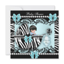 Chuva de Bebê Lindo Bebê Menino Azul Zebra Renda